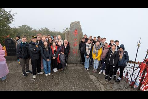 Carisbrooke College students on the top of Mount Hua (Huashan) in Shaanxi Province, China
